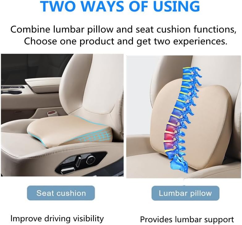 Sothuba Car Seat Cushion for Driving,Car Booster Seat Cushion for Short Drivers,Portable Driver Seat Cushion to Raise Height 3.5 in,Office Chair Back Support Pillow for Lower Back Pain Relief - Image 5